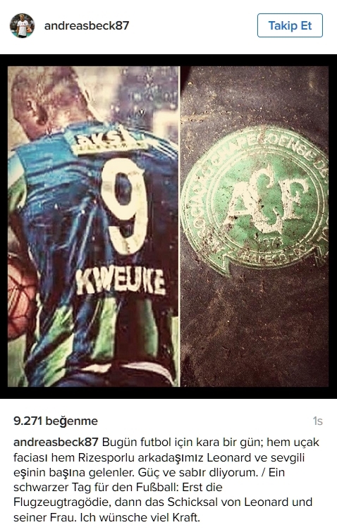 Beşiktaşlı futbolculardan sosyal medyada Chapecoense paylaşımları 1
