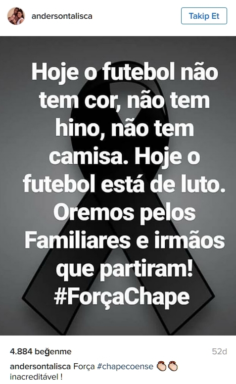 Beşiktaşlı futbolculardan sosyal medyada Chapecoense paylaşımları 3