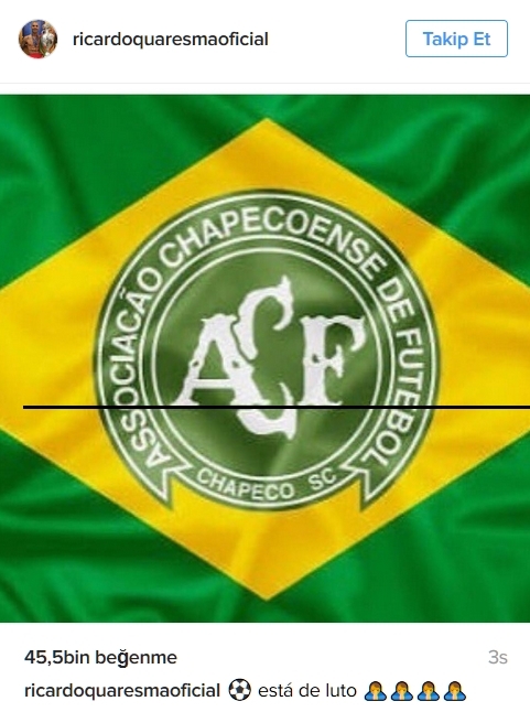 Beşiktaşlı futbolculardan sosyal medyada Chapecoense paylaşımları 7