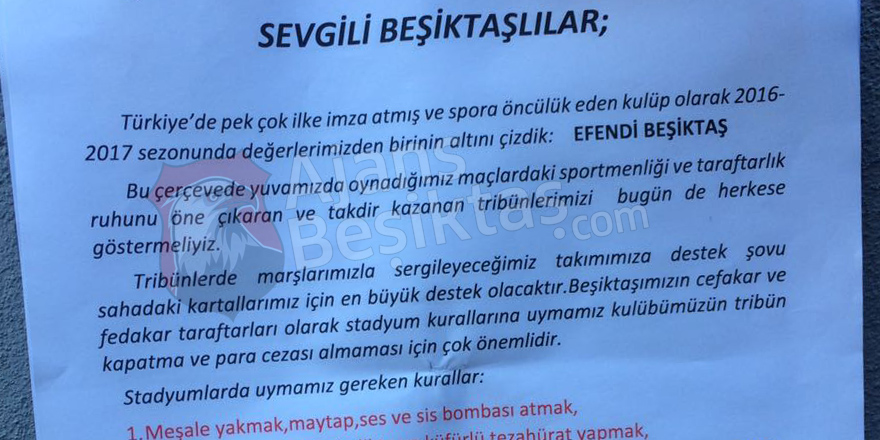 Beşiktaş kulübünden taraftara uyarı