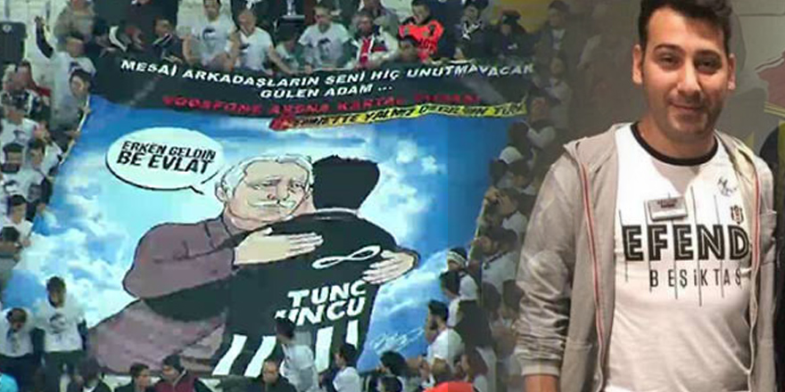 Kartal Yuvası çalışanlarından Tunç Uncu pankartı