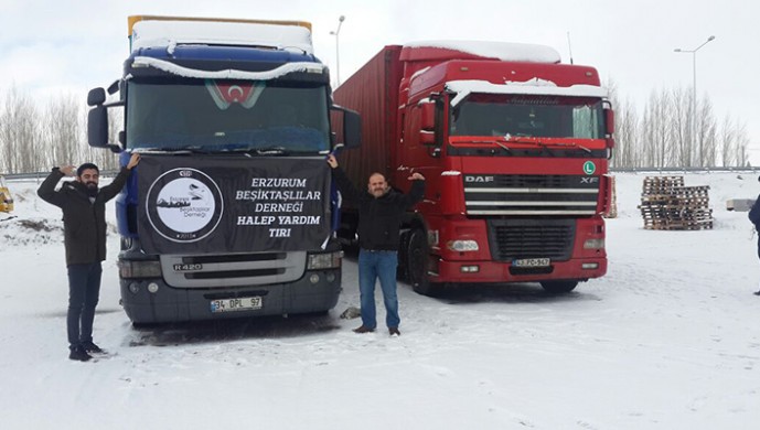 Beşiktaşlıların yardımları Erzurum'dan Halep'e gitti