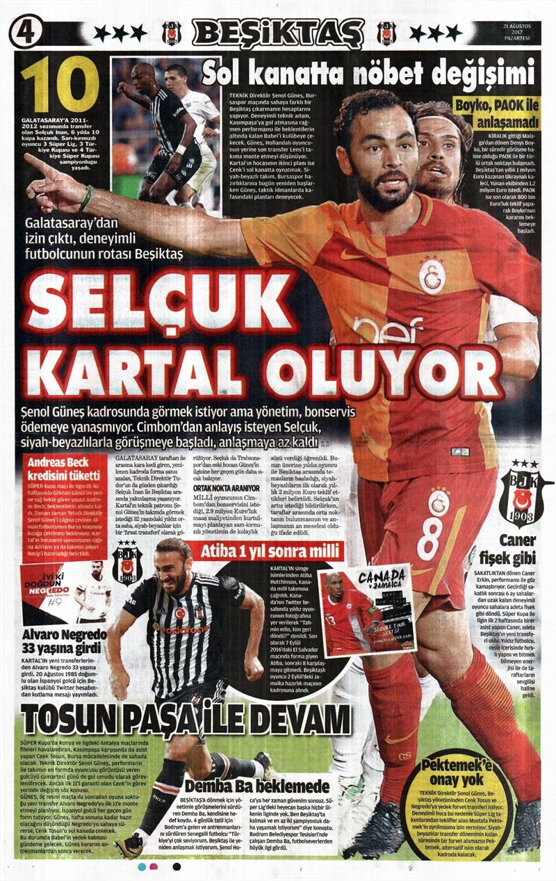 21 Ağustos 2017 | İşte gazetelerin Beşiktaş manşetleri - Görsel 2