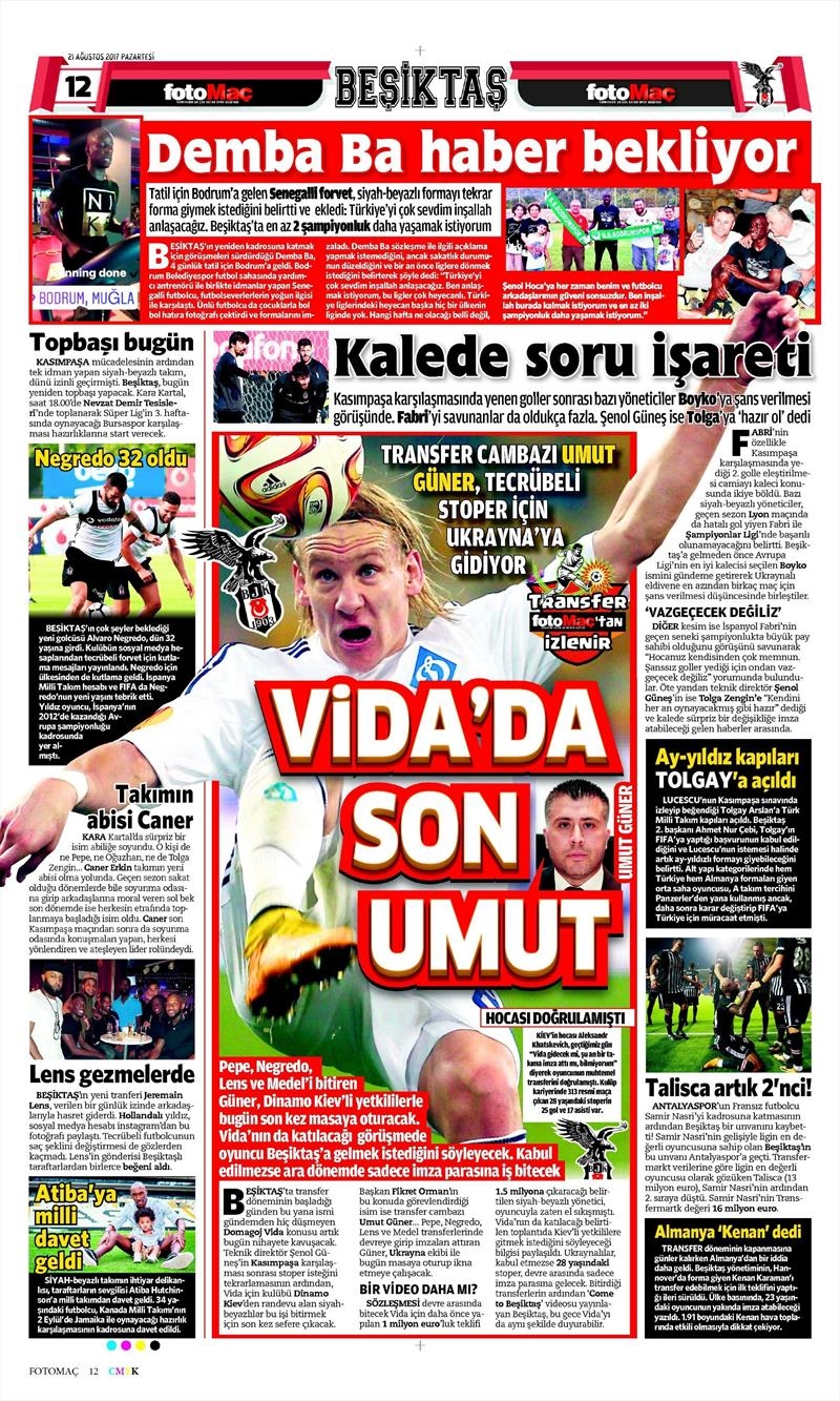21 Ağustos 2017 | İşte gazetelerin Beşiktaş manşetleri - Görsel 4