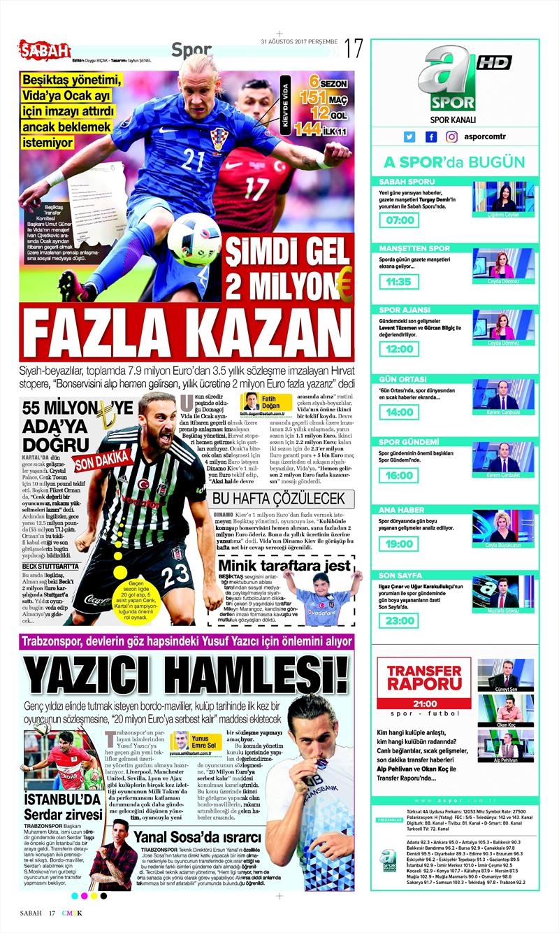 31 Ağustos 2017 | İşte gazetelerin Beşiktaş manşetleri - Görsel 6