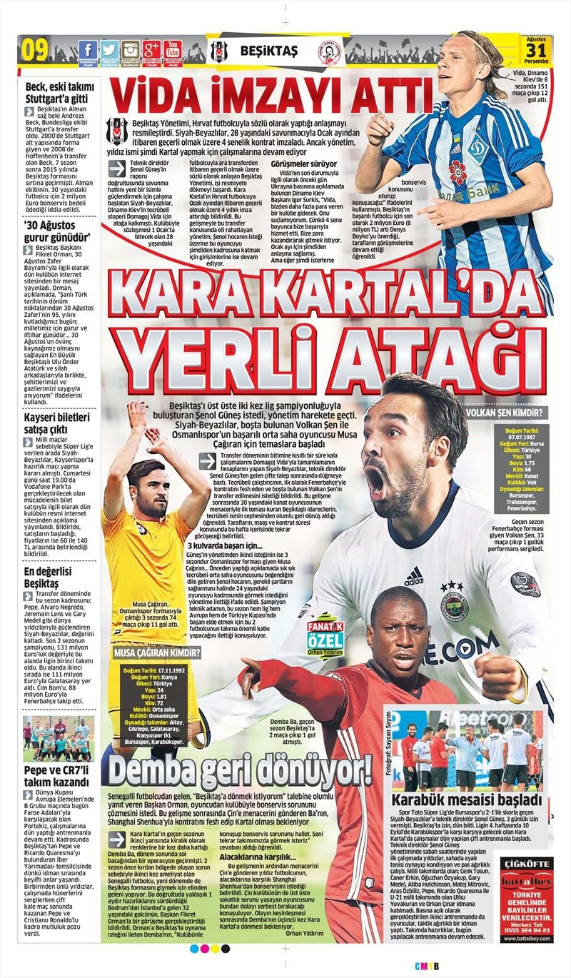31 Ağustos 2017 | İşte gazetelerin Beşiktaş manşetleri - Görsel 9