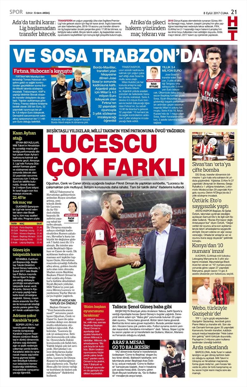 8 Eylül 2017 | İşte gazetelerin Beşiktaş manşetleri - Görsel 6