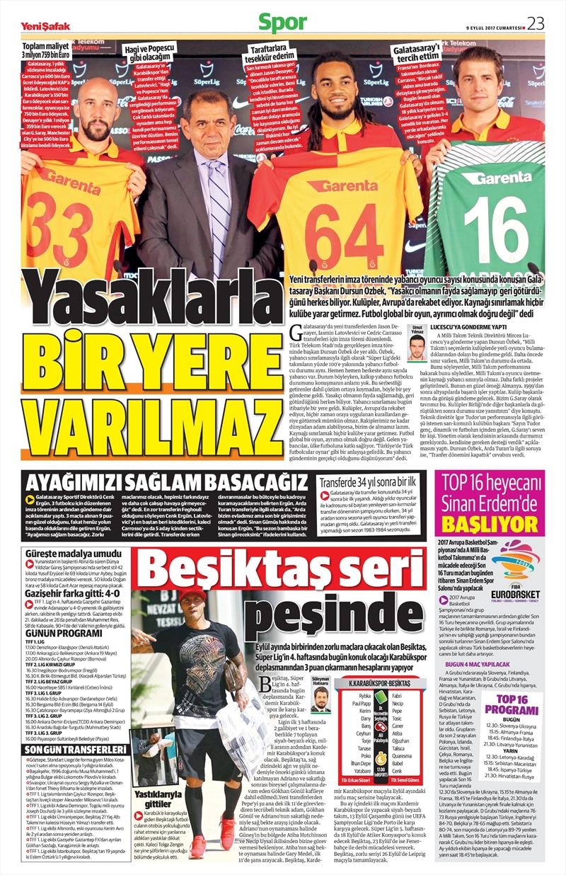 9 Eylül 2017 | İşte gazetelerin Beşiktaş manşetleri - Görsel 7