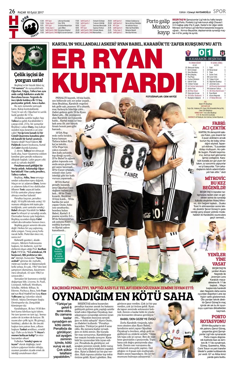 10 Eylül 2017 | İşte gazetelerin Beşiktaş manşetleri - Görsel 1