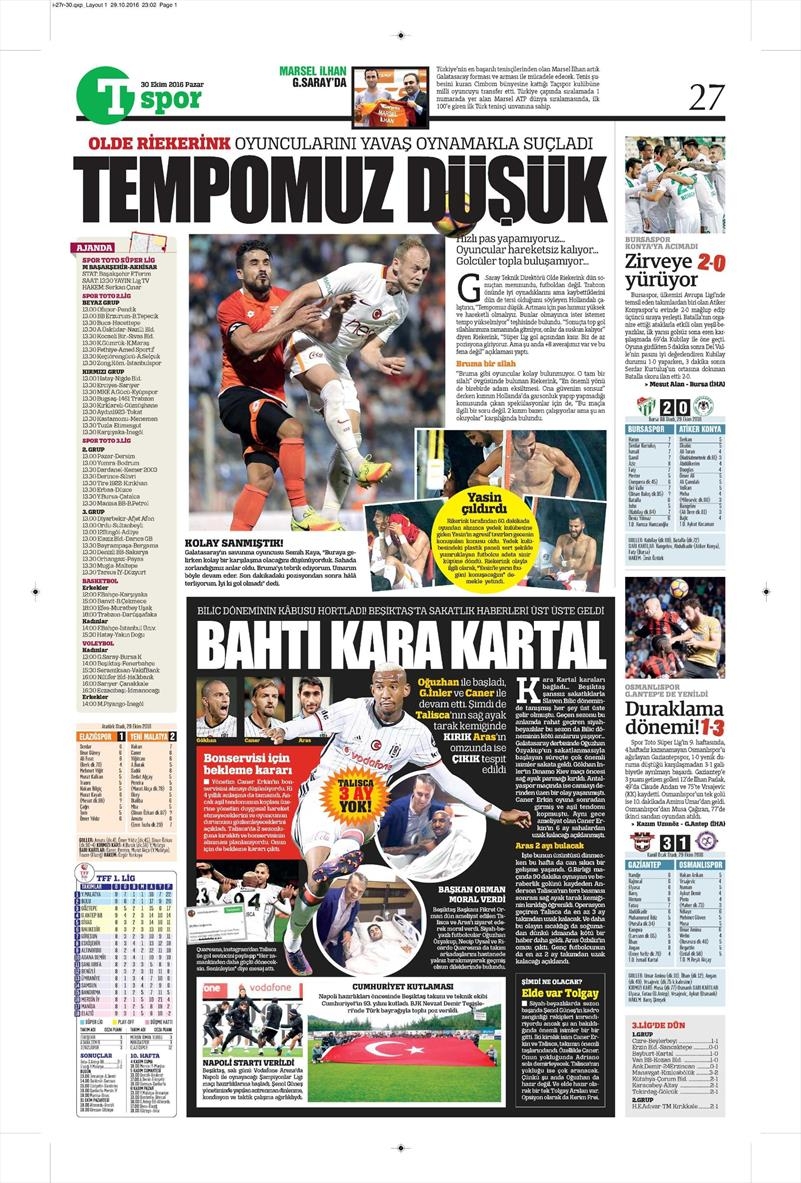 30 Ekim 2016 | Gazetelerin Beşiktaş manşetleri - Görsel 10