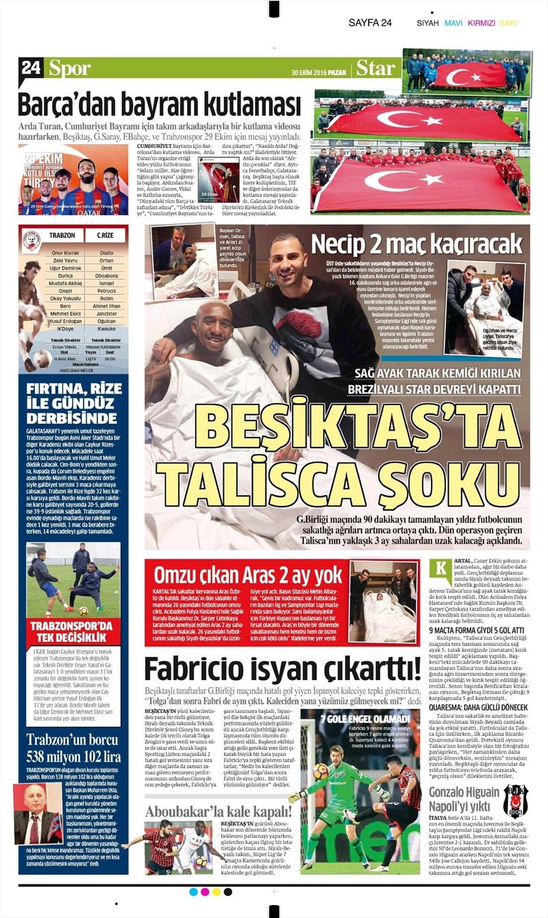 30 Ekim 2016 | Gazetelerin Beşiktaş manşetleri - Görsel 12