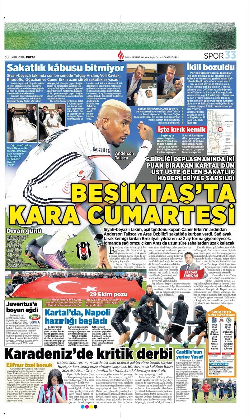 30 Ekim 2016 | Gazetelerin Beşiktaş manşetleri - Görsel 17