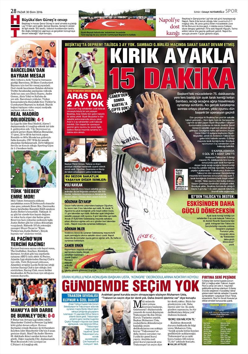 30 Ekim 2016 | Gazetelerin Beşiktaş manşetleri - Görsel 3