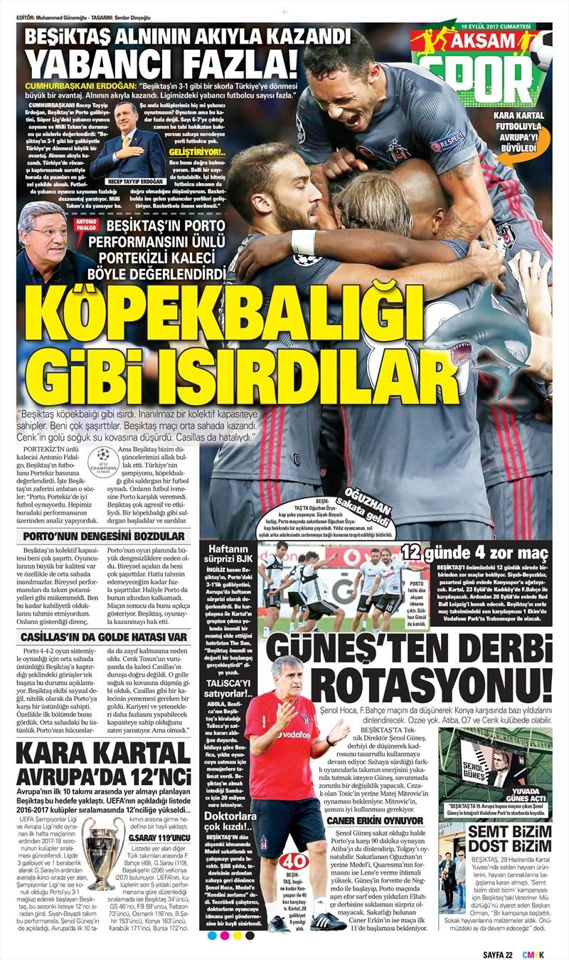 16 Eylül 2017 | İşte gazetelerin Beşiktaş manşetleri - Görsel 1
