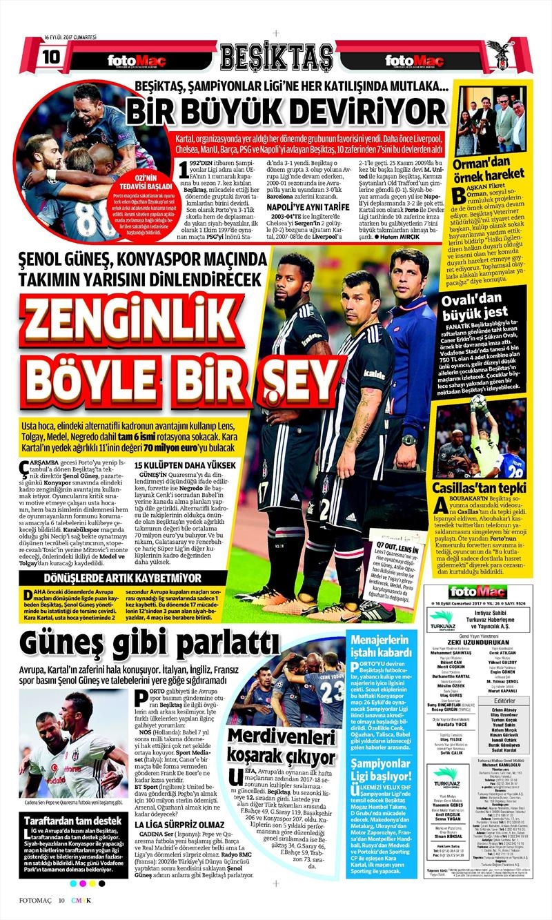 16 Eylül 2017 | İşte gazetelerin Beşiktaş manşetleri - Görsel 10