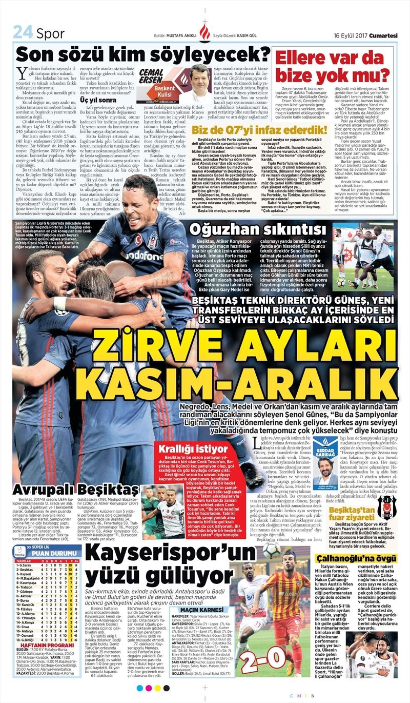 16 Eylül 2017 | İşte gazetelerin Beşiktaş manşetleri - Görsel 13