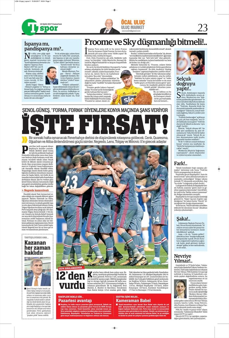 16 Eylül 2017 | İşte gazetelerin Beşiktaş manşetleri - Görsel 14