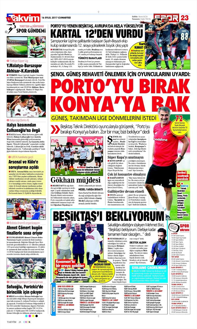16 Eylül 2017 | İşte gazetelerin Beşiktaş manşetleri - Görsel 15