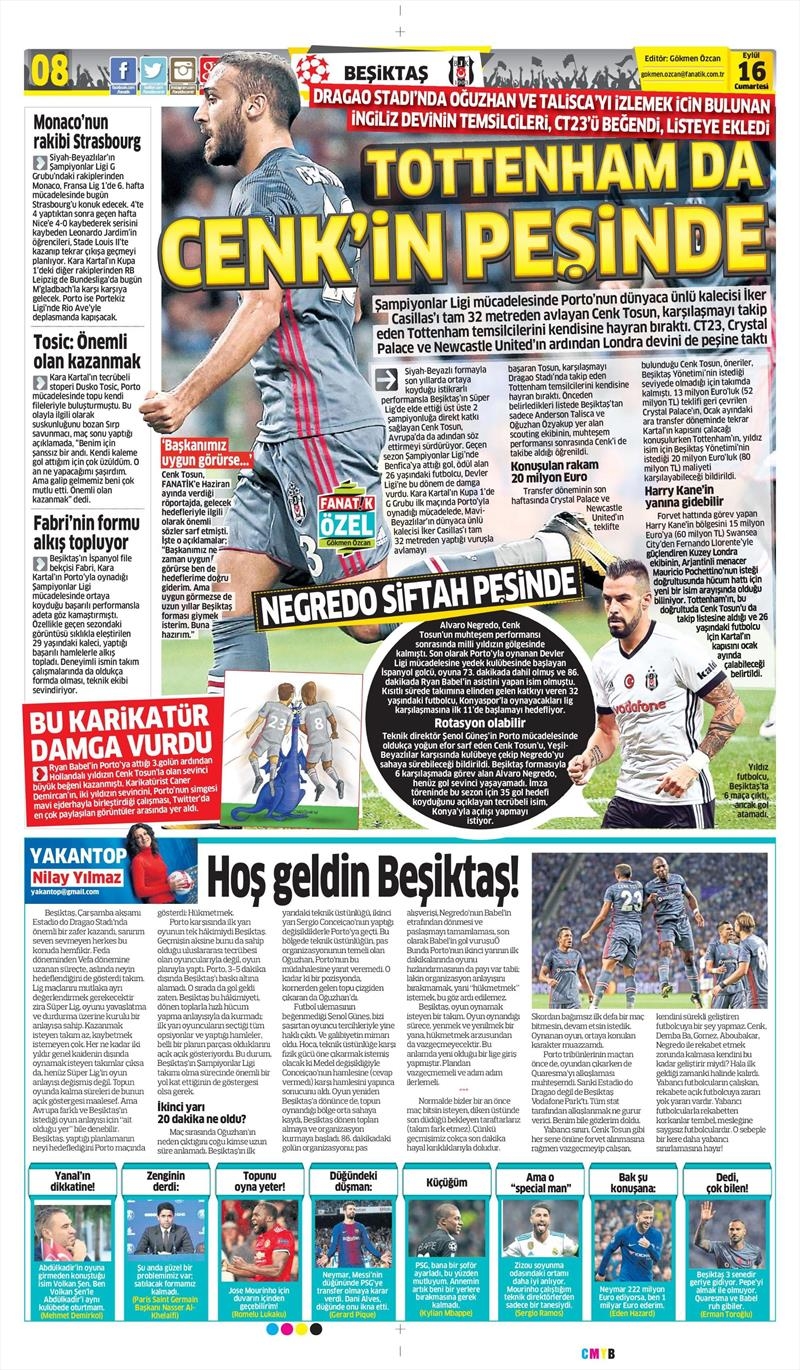 16 Eylül 2017 | İşte gazetelerin Beşiktaş manşetleri - Görsel 8