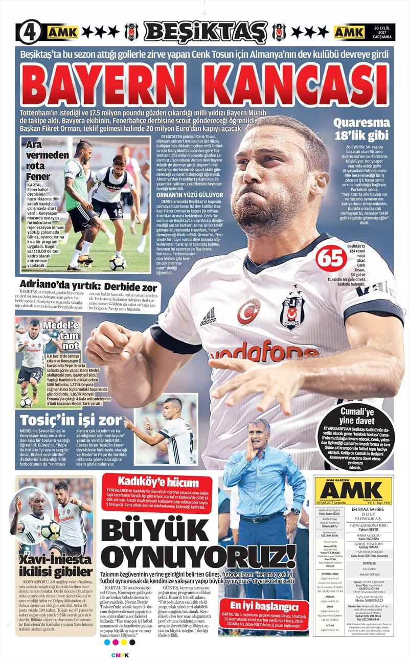 20 Eylül 2017 | İşte gazetelerin Beşiktaş manşetleri - Görsel 1