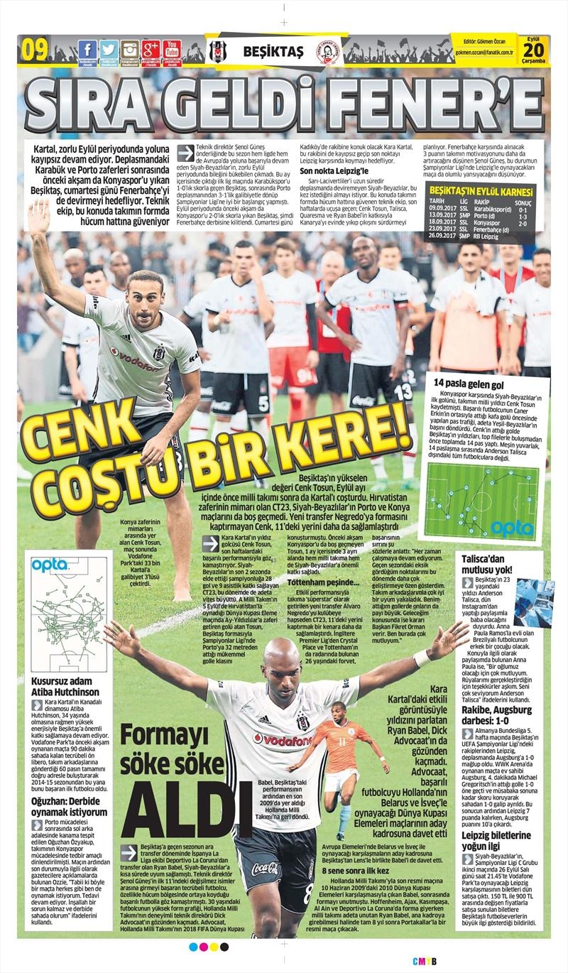 20 Eylül 2017 | İşte gazetelerin Beşiktaş manşetleri - Görsel 3