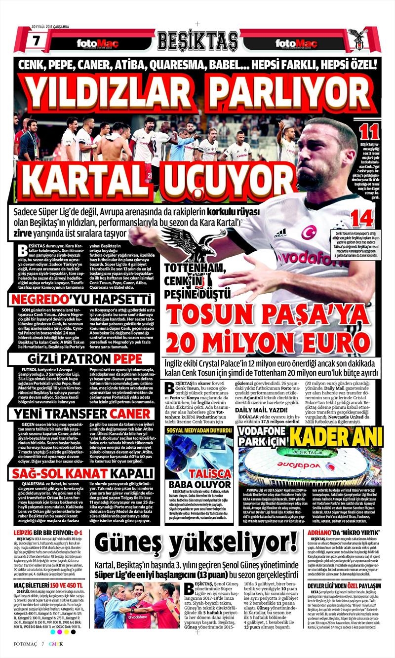 20 Eylül 2017 | İşte gazetelerin Beşiktaş manşetleri - Görsel 7