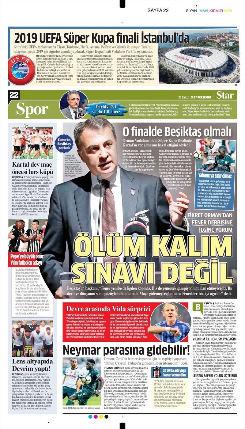 21 Eylül 2017 | İşte gazetelerin Beşiktaş manşetleri - Görsel 11