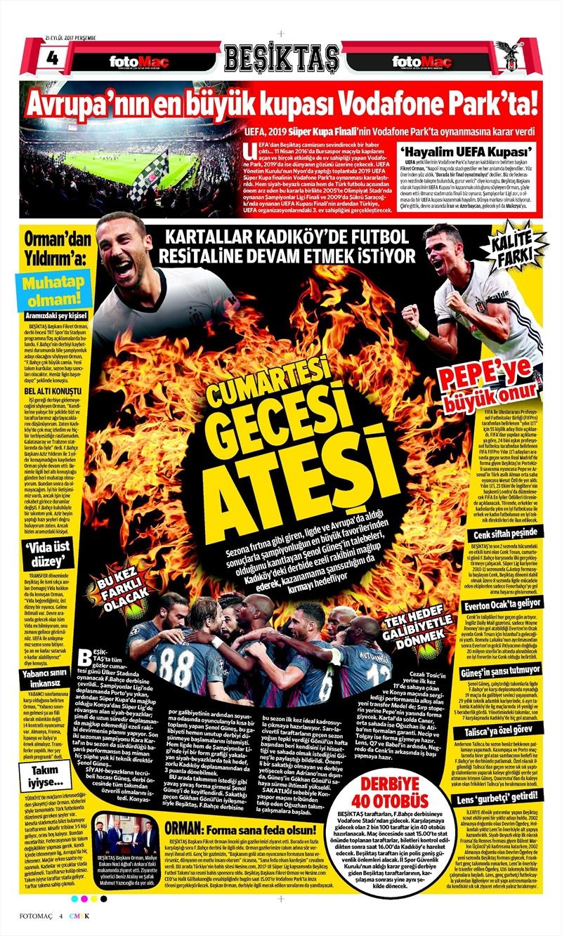 21 Eylül 2017 | İşte gazetelerin Beşiktaş manşetleri - Görsel 2