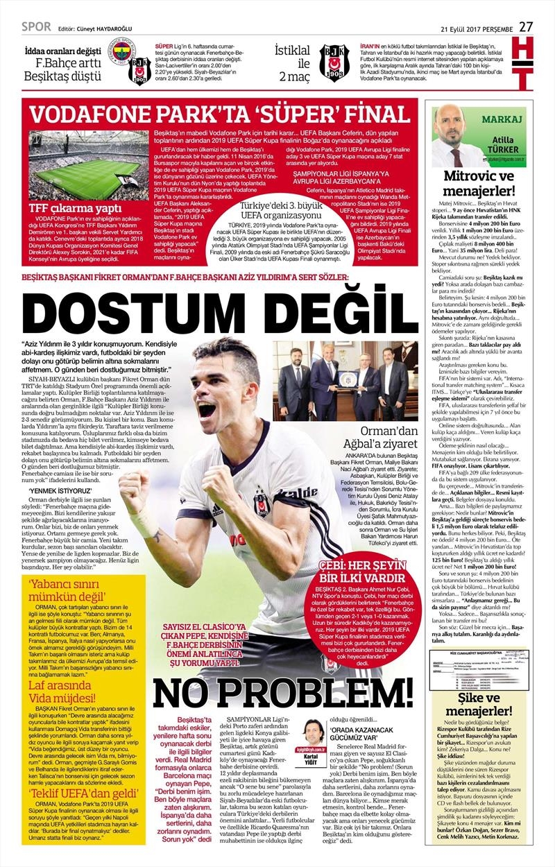 21 Eylül 2017 | İşte gazetelerin Beşiktaş manşetleri - Görsel 3