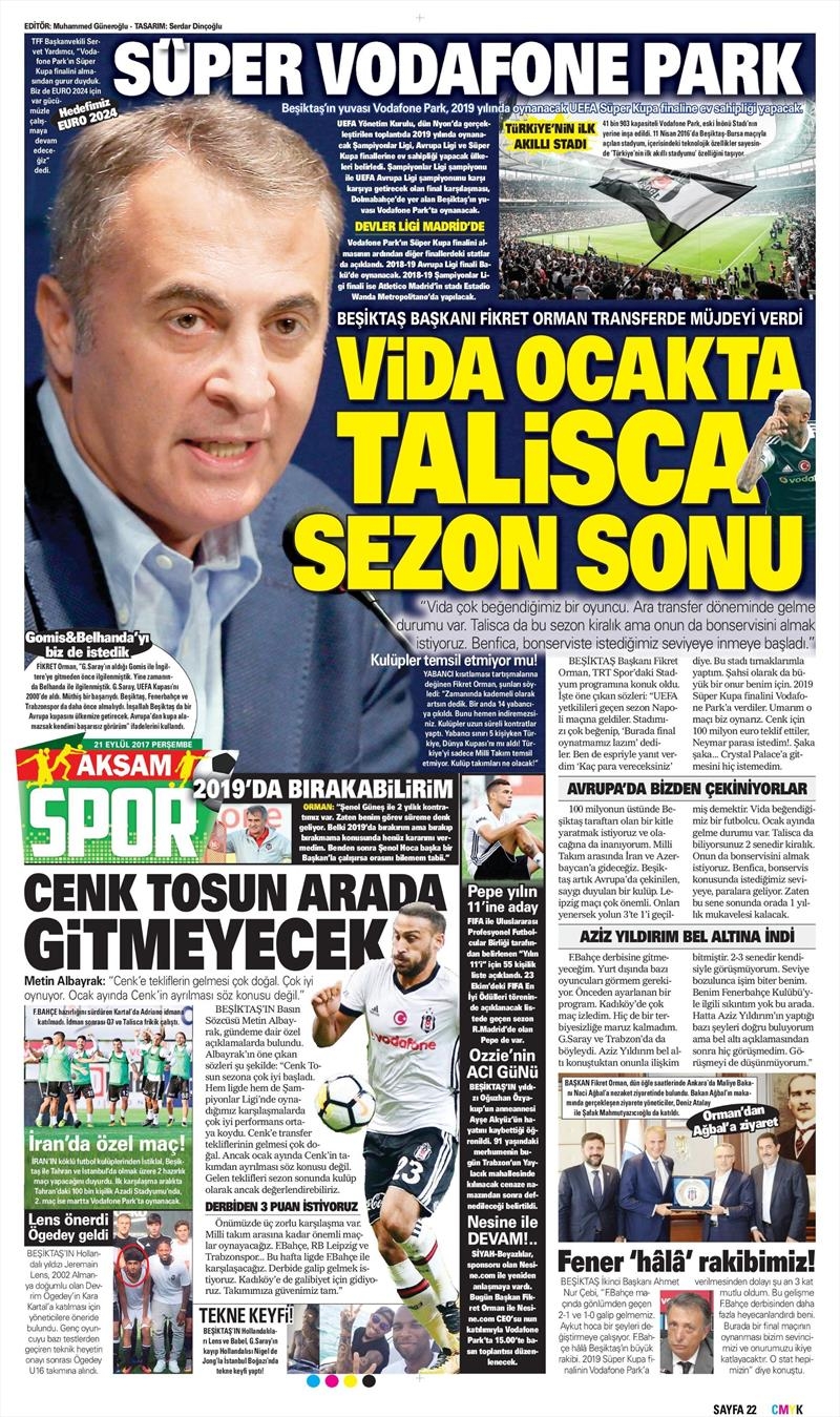 21 Eylül 2017 | İşte gazetelerin Beşiktaş manşetleri - Görsel 9