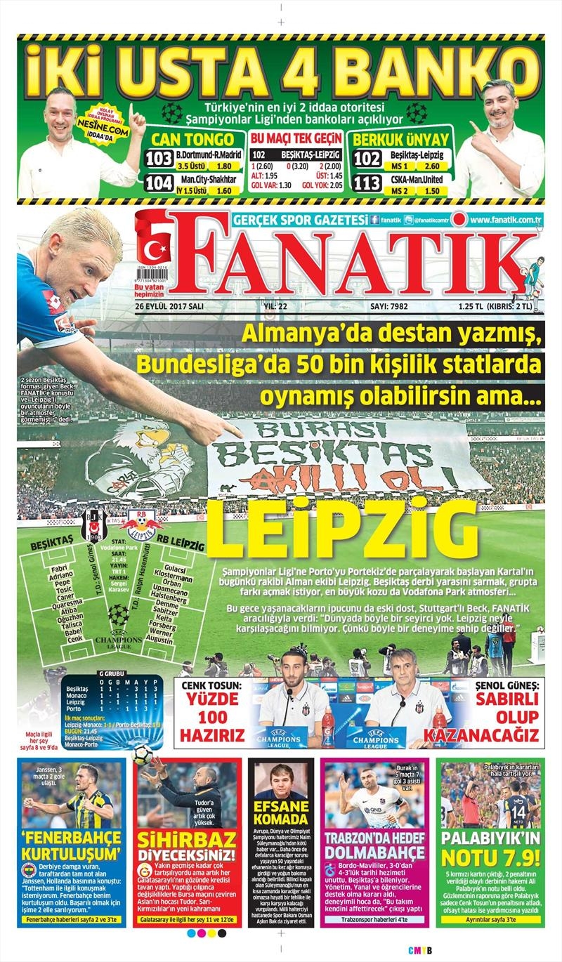 26 Eylül 2017 | Gazetelerin Beşiktaş Manşetleri - Görsel 2