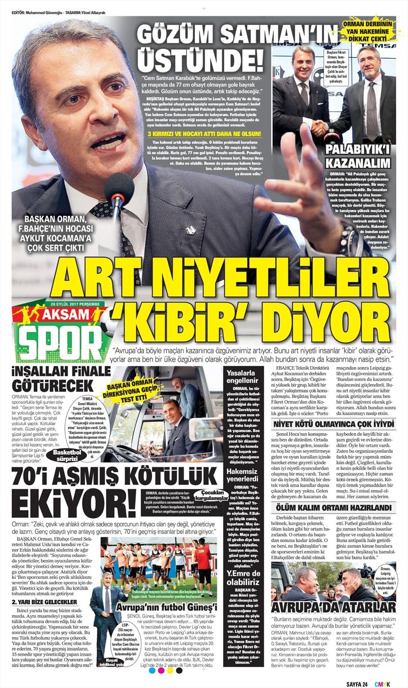 28 Eylül 2017 | İşte gazetelerin Beşiktaş manşetleri - Görsel 1