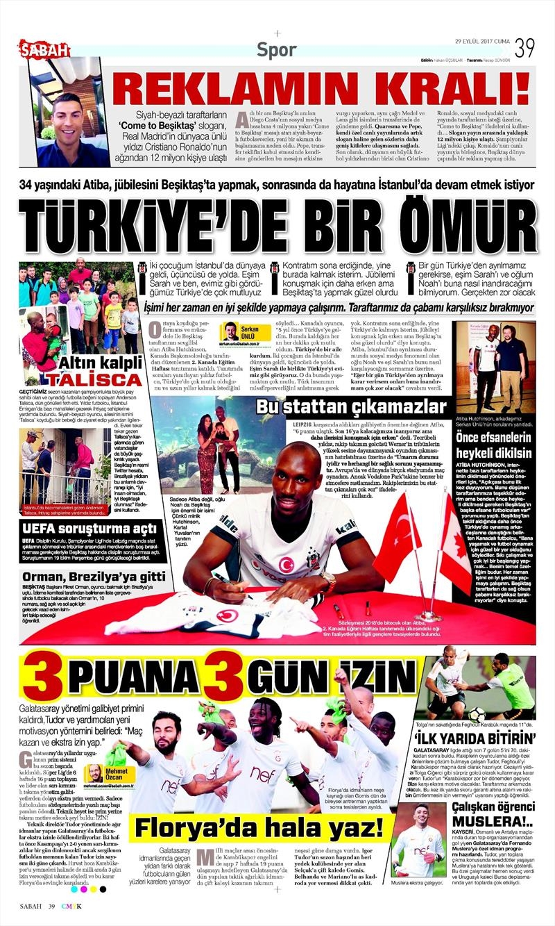 29 Eylül 2017 | Gazetelerin Beşiktaş Manşetleri - Görsel 10