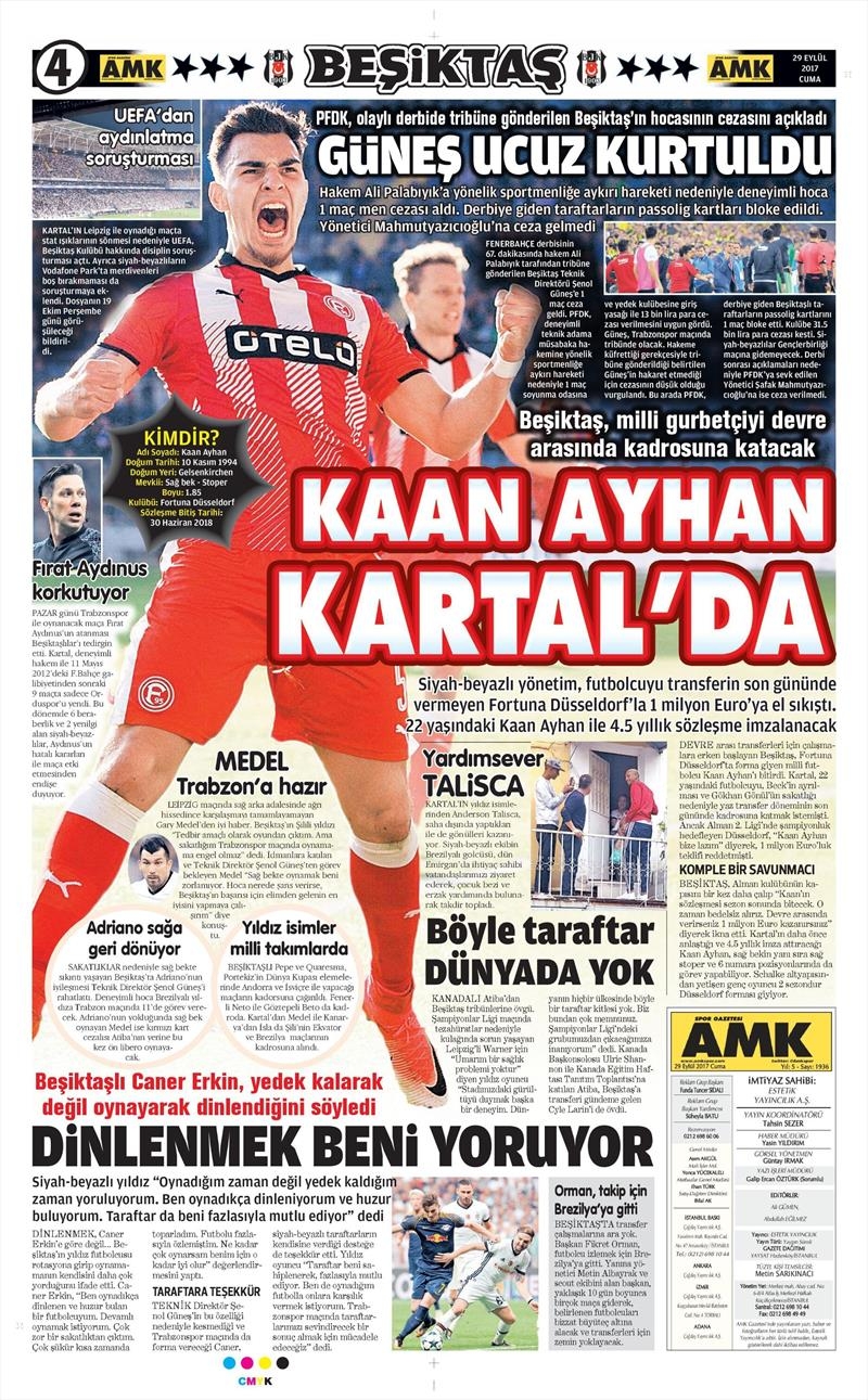 29 Eylül 2017 | Gazetelerin Beşiktaş Manşetleri - Görsel 3