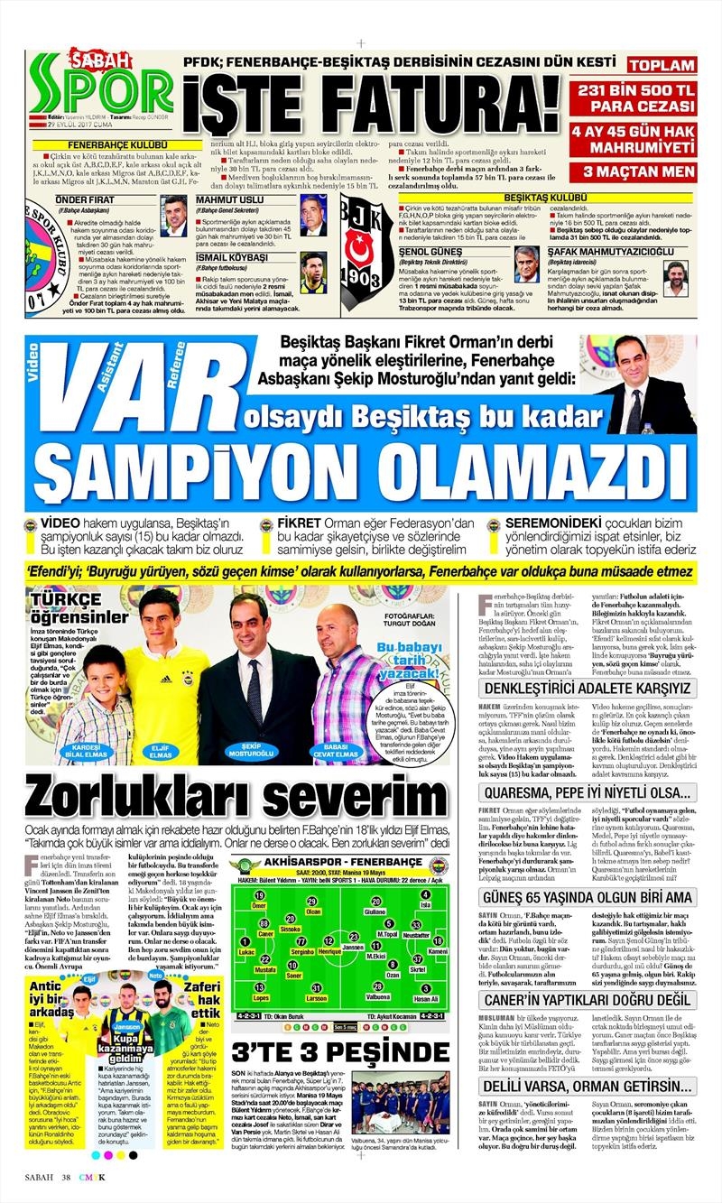 29 Eylül 2017 | Gazetelerin Beşiktaş Manşetleri - Görsel 9