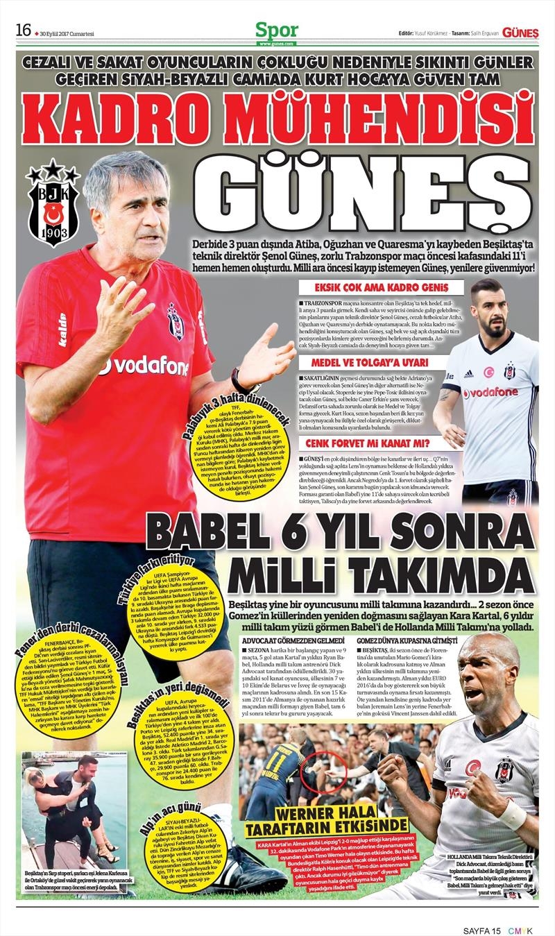 30 Eylül 2017 | Gazetelerin Beşiktaş Manşetleri - Görsel 5