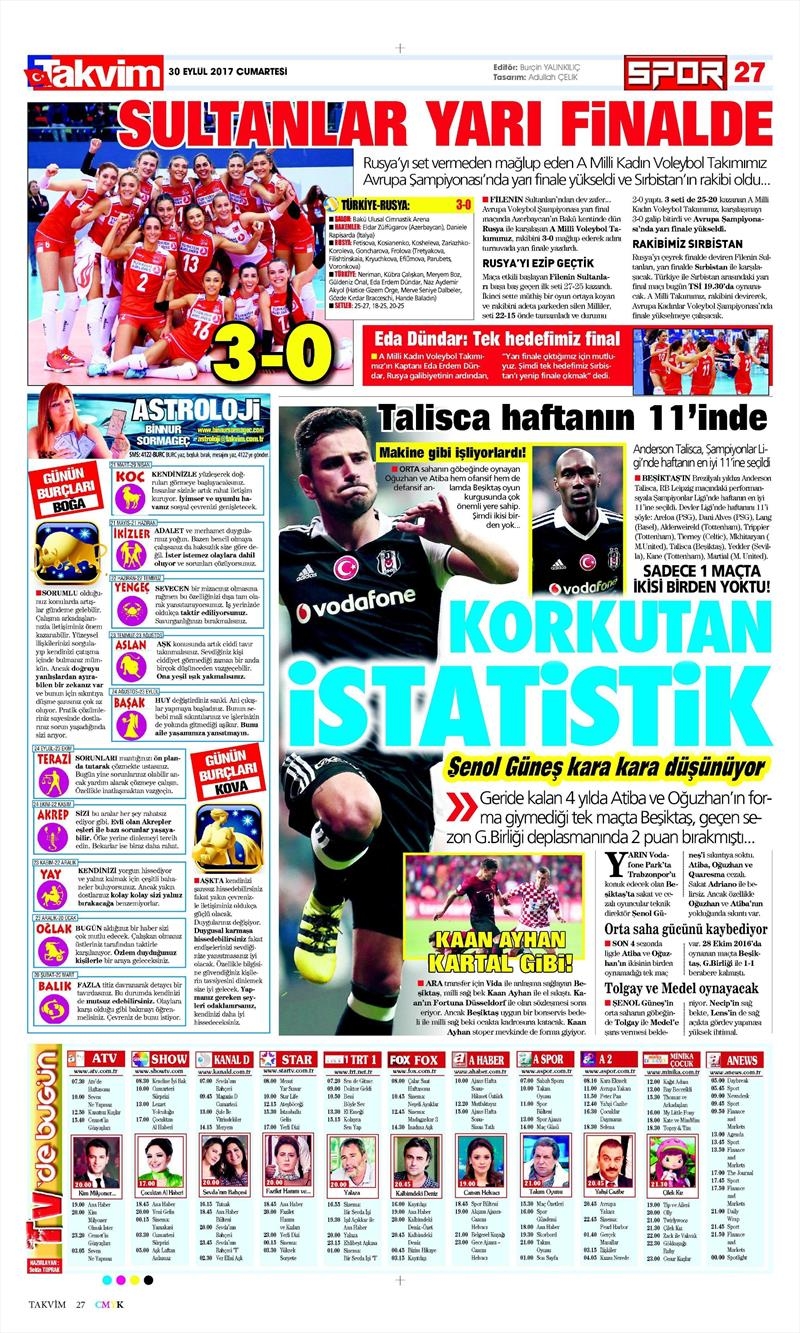 30 Eylül 2017 | Gazetelerin Beşiktaş Manşetleri - Görsel 7