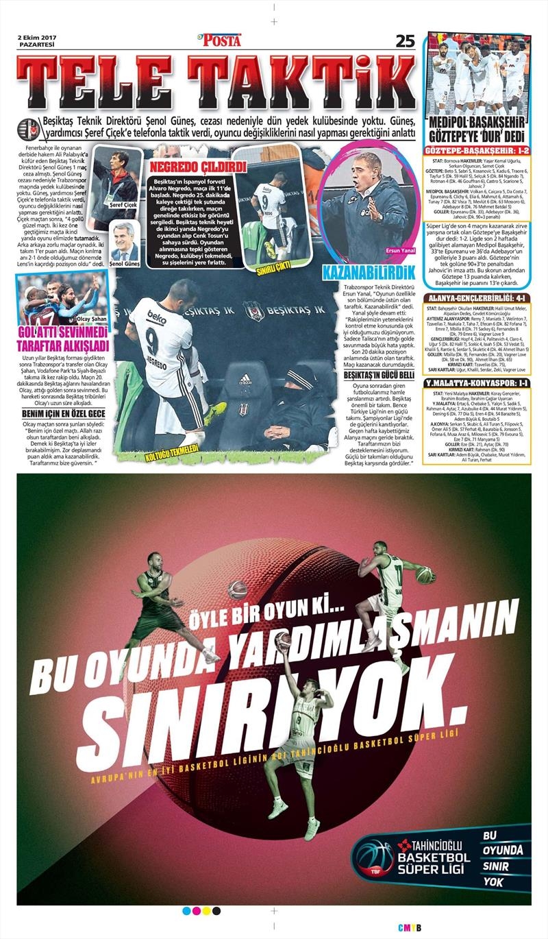 02 Ekim 2017 | Gazetelerin Beşiktaş Manşetleri - Görsel 1