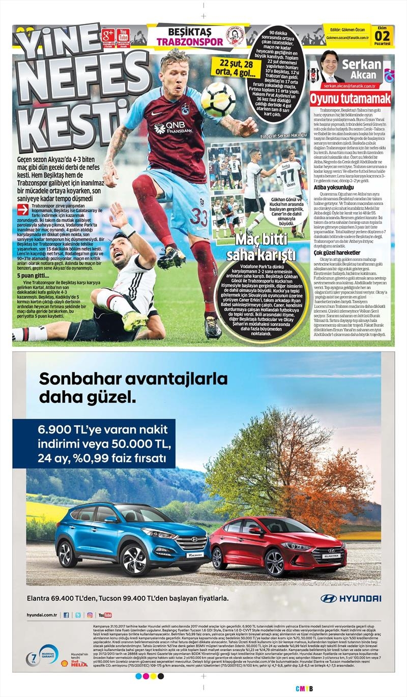 02 Ekim 2017 | Gazetelerin Beşiktaş Manşetleri - Görsel 10