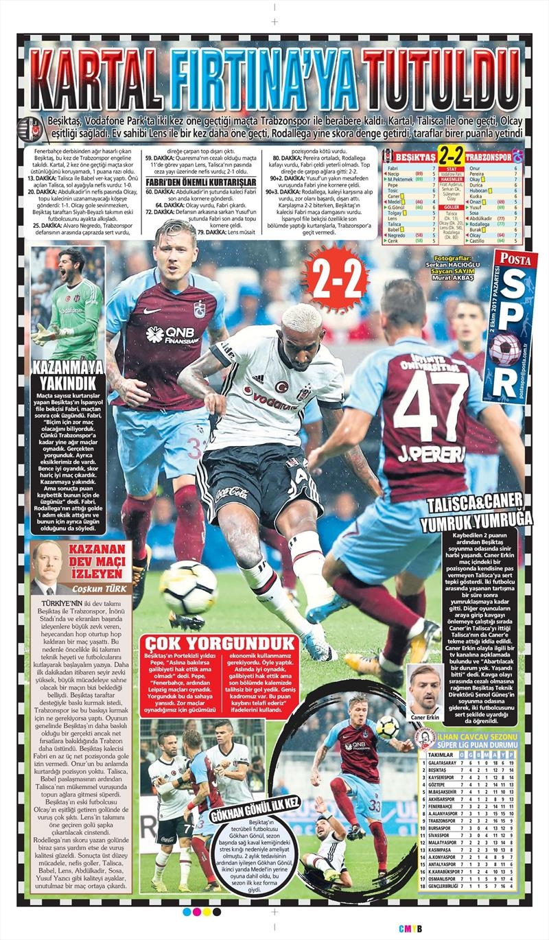 02 Ekim 2017 | Gazetelerin Beşiktaş Manşetleri - Görsel 18
