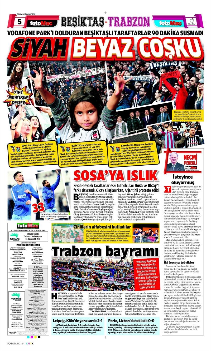 02 Ekim 2017 | Gazetelerin Beşiktaş Manşetleri - Görsel 25