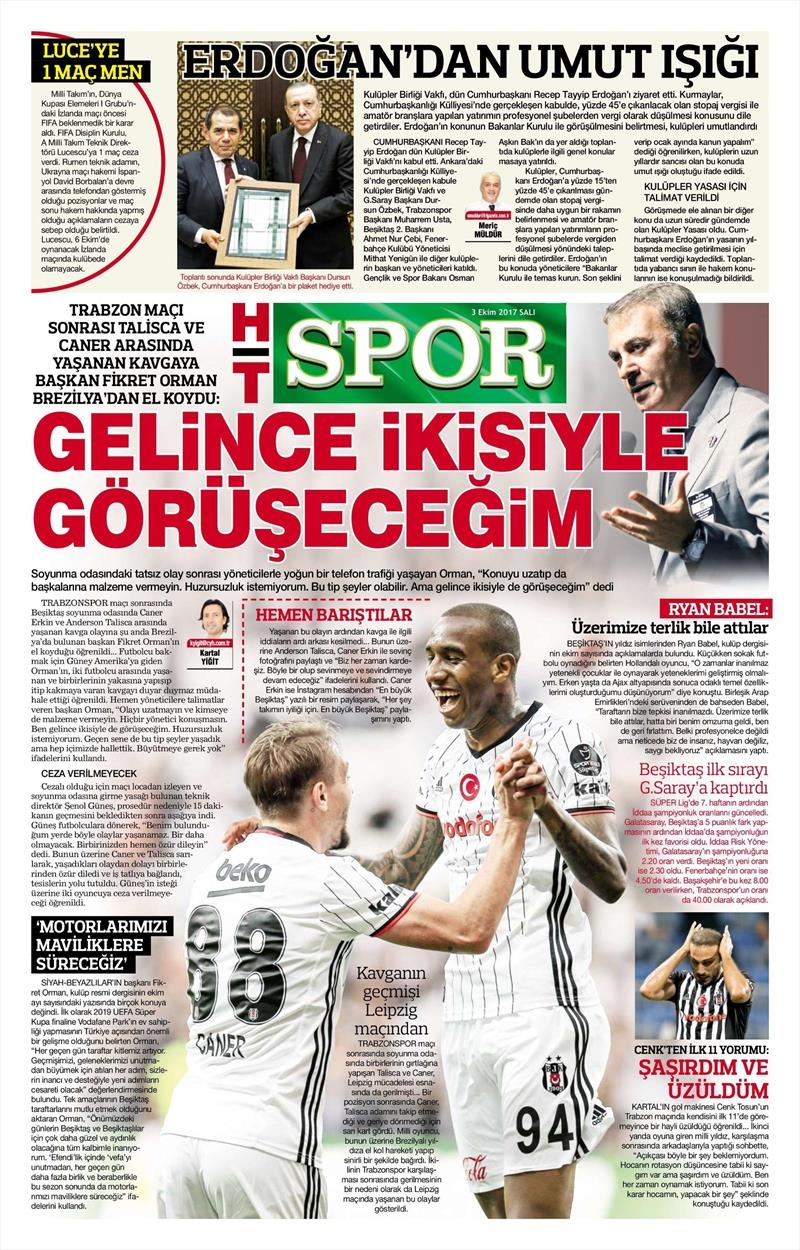 03 Ekim 2017 | Gazetelerin Beşiktaş Manşetleri - Görsel 10