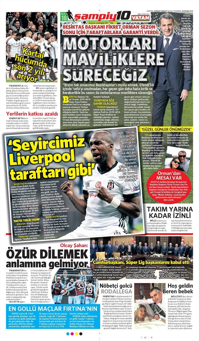 03 Ekim 2017 | Gazetelerin Beşiktaş Manşetleri - Görsel 19