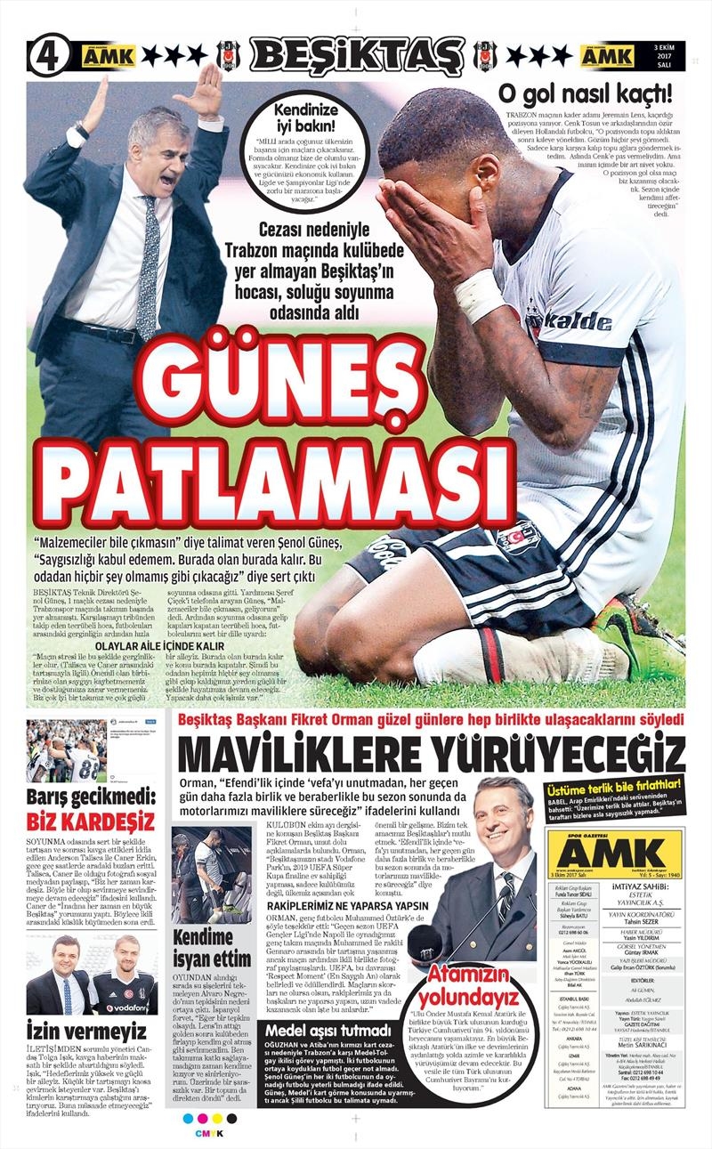 03 Ekim 2017 | Gazetelerin Beşiktaş Manşetleri - Görsel 2