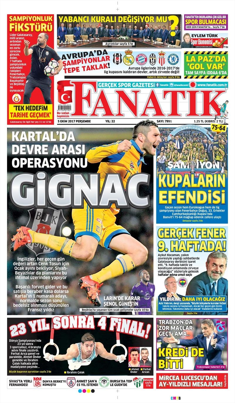 05 Ekim 2017 | Gazetelerin Beşiktaş Manşetleri - Görsel 3