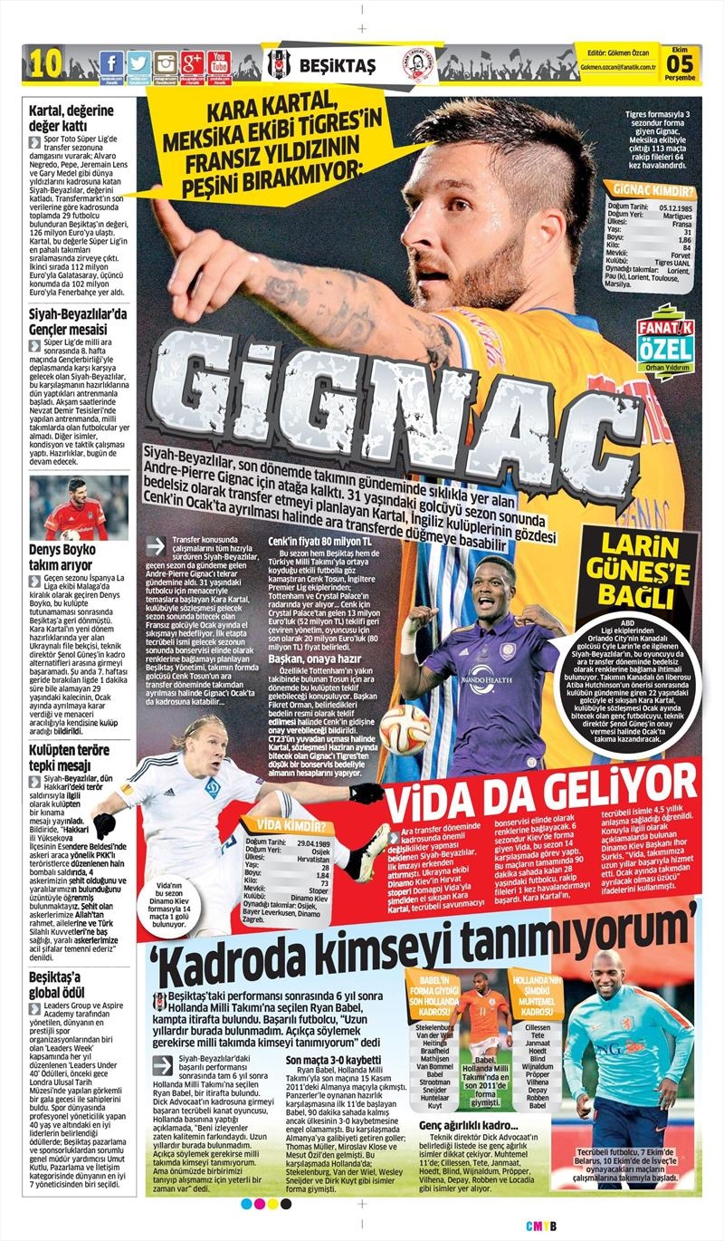 05 Ekim 2017 | Gazetelerin Beşiktaş Manşetleri - Görsel 5