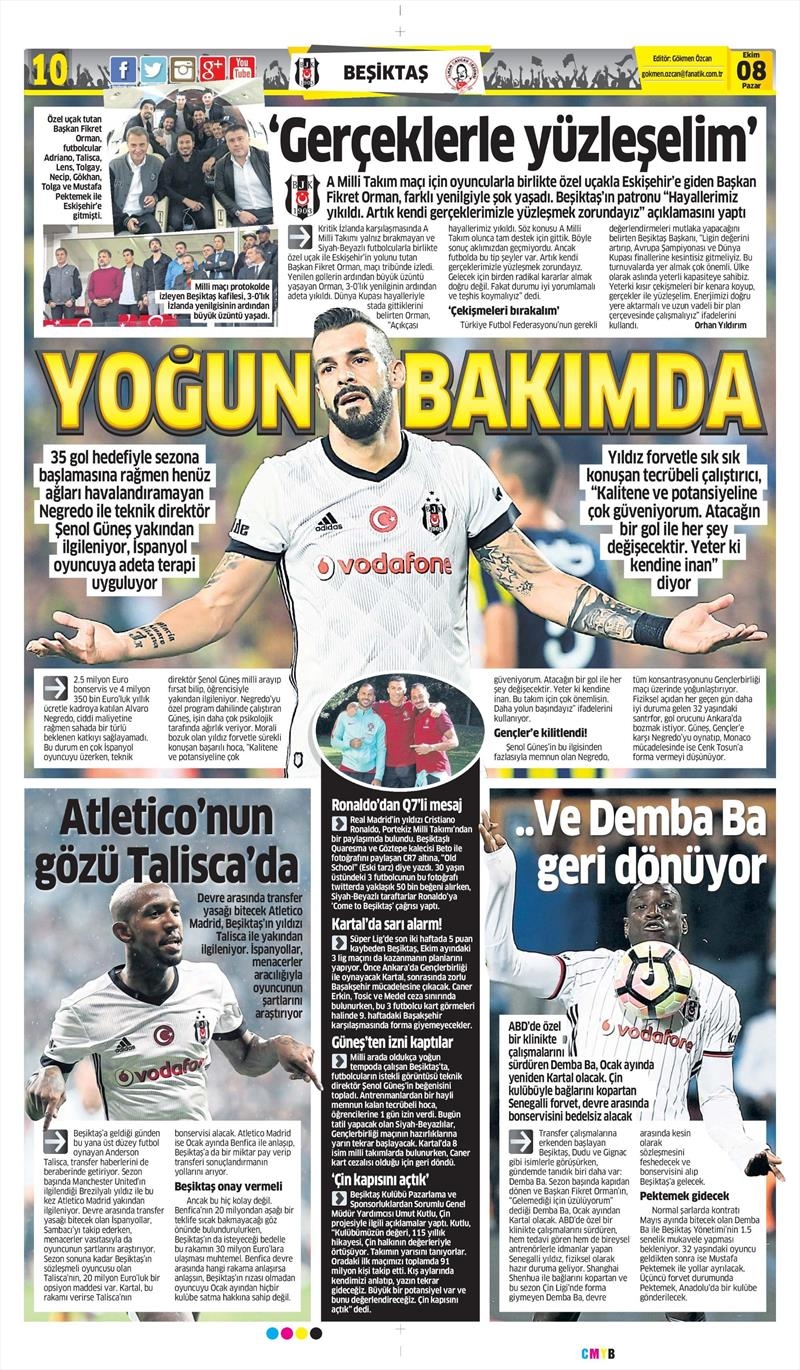 08 Ekim 2017 | Gazetelerin Beşiktaş Manşetleri - Görsel 2