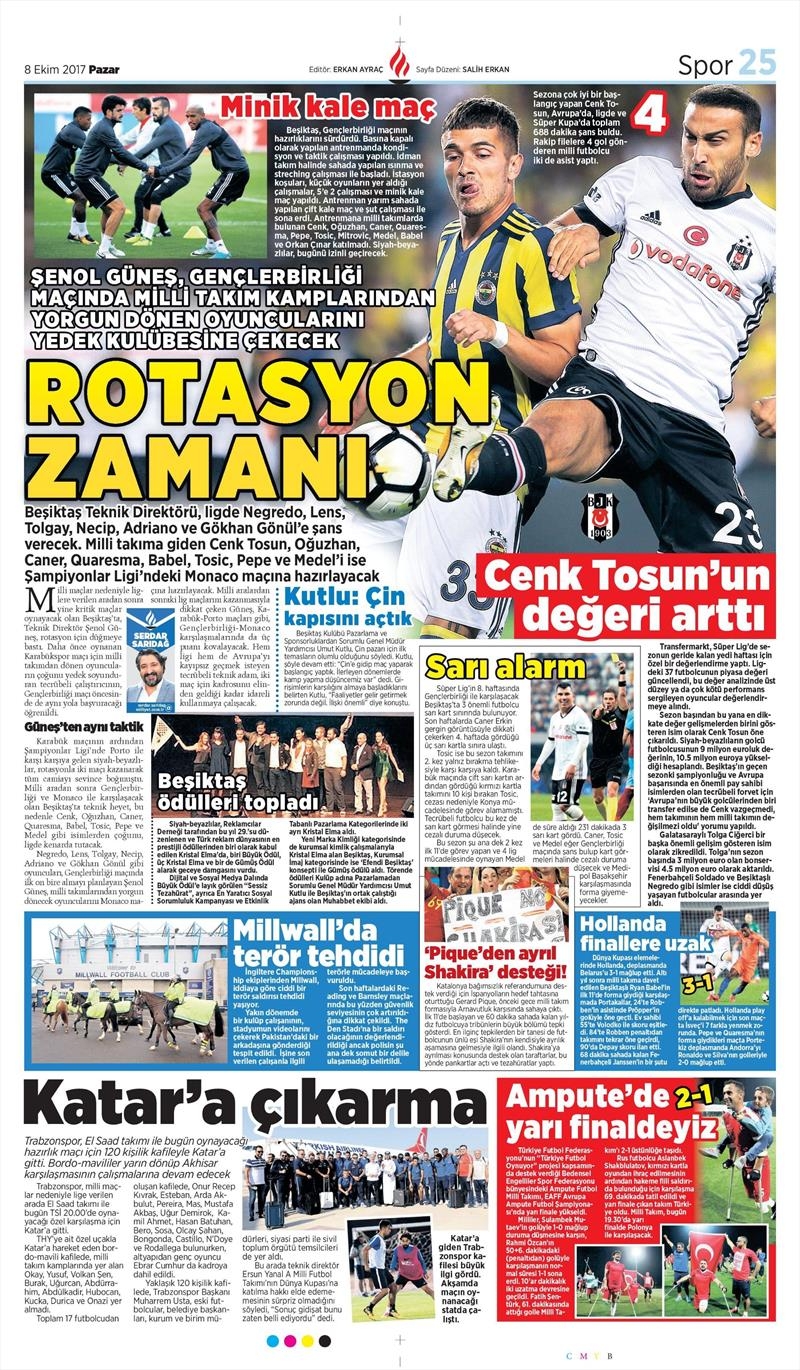 08 Ekim 2017 | Gazetelerin Beşiktaş Manşetleri - Görsel 5
