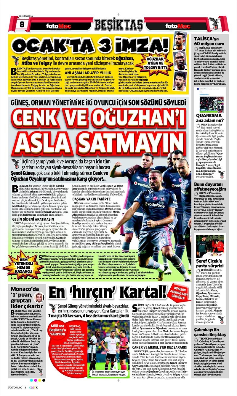 10 Ekim 2017 | İşte gazetelerin Beşiktaş manşetleri - Görsel 9