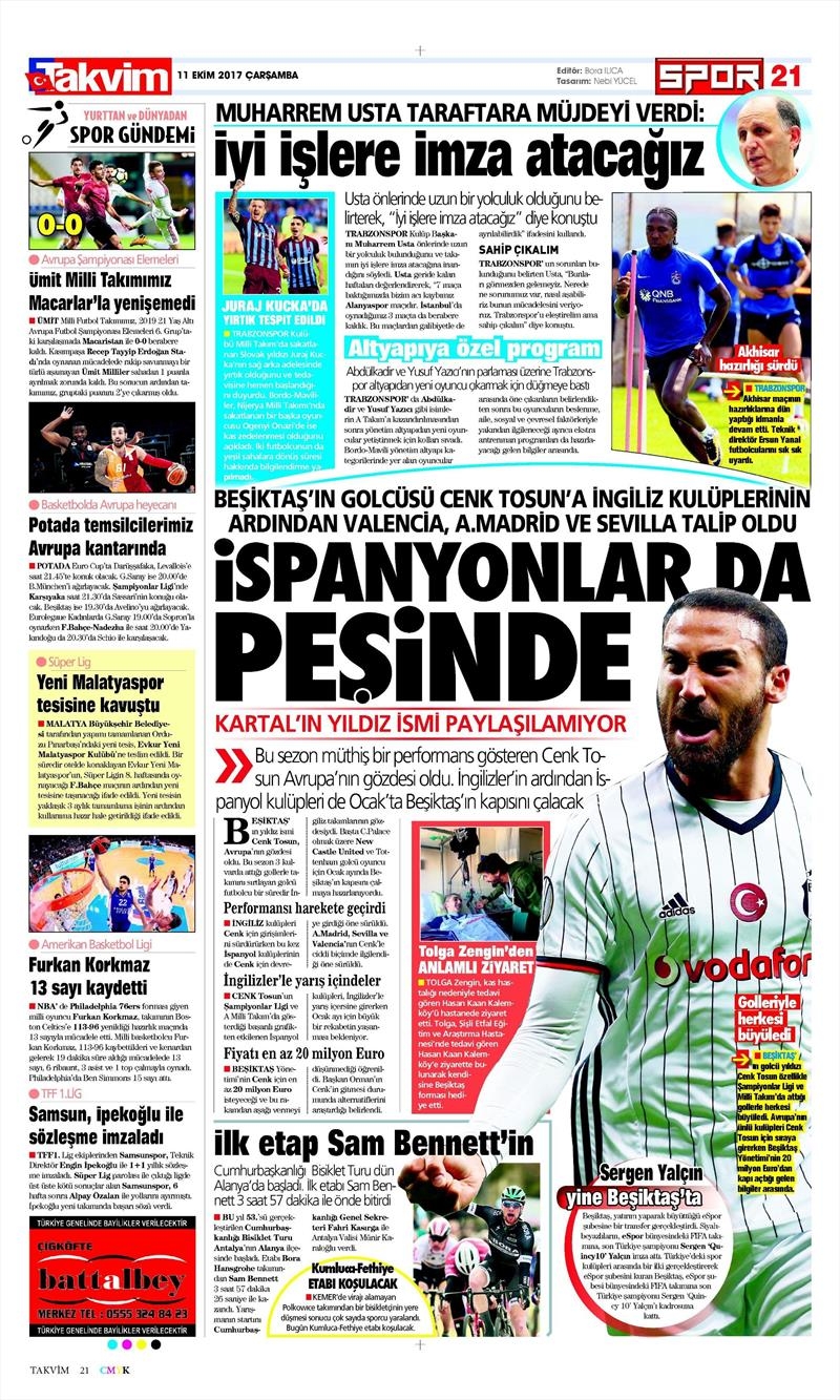 11 Ekim 2017 | İşte gazetelerin Beşiktaş manşetleri - Görsel 2